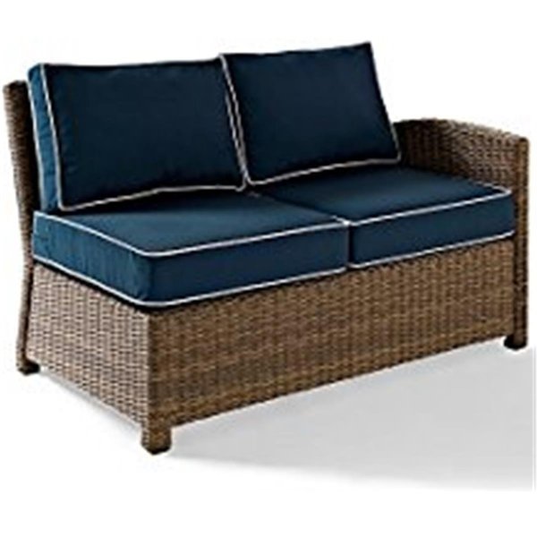 Veranda Bradenton Outdoor Wicker Sectional Left Corner Loveseat; Navy VE1100222